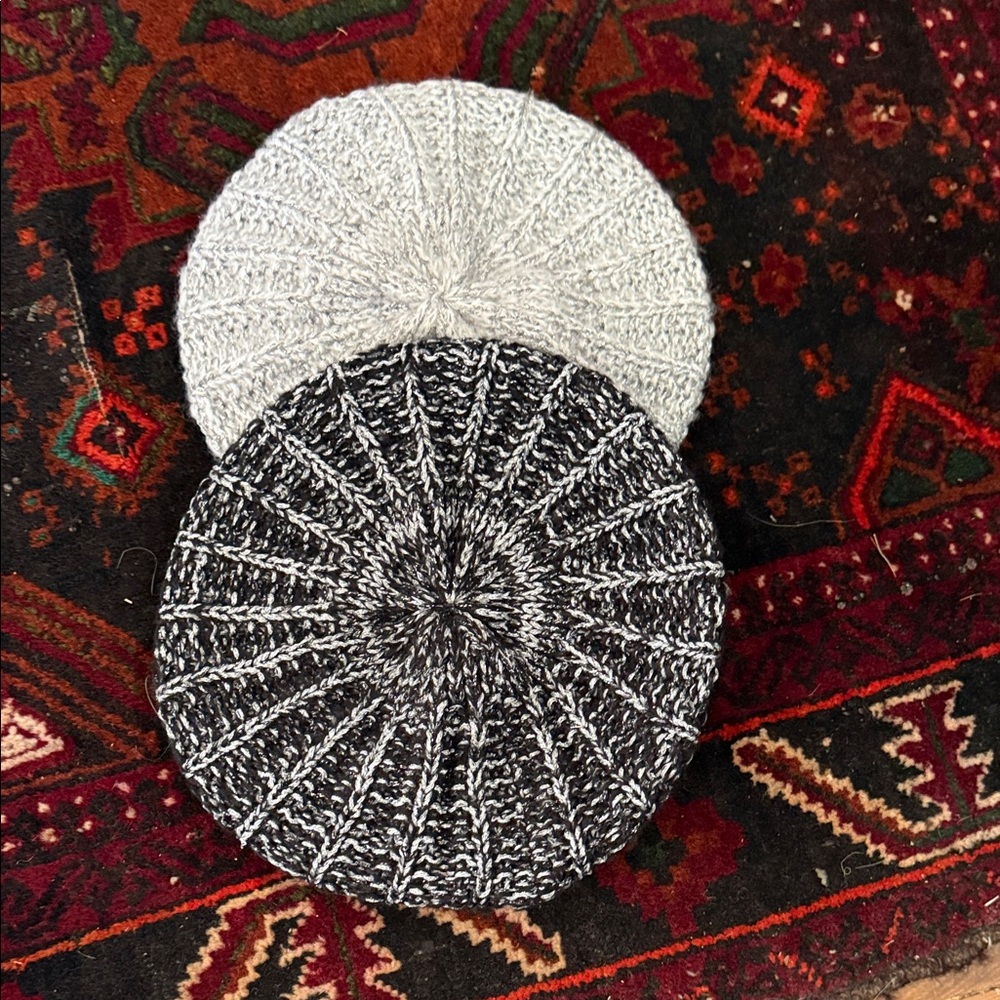 Gray and Black Knitted Berets